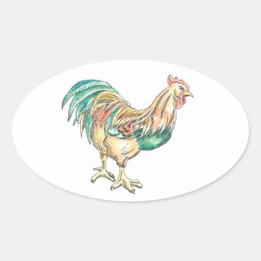 Sticker Ovale Rooster Art (Devant)