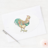 Sticker Ovale Rooster Art (Enveloppe)