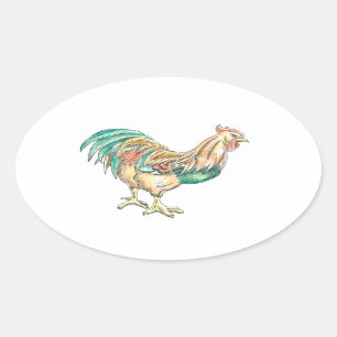 Sticker Ovale Rooster Art