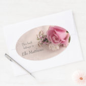 Sticker Ovale Rose avec bibliothèque jasmine (Enveloppe)