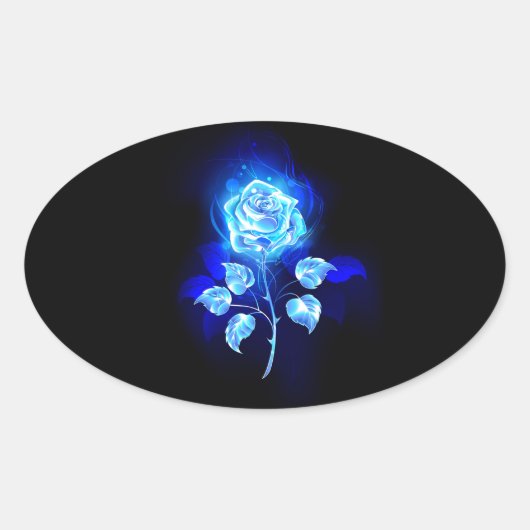 Sticker Ovale Rose bleu brûlant (Devant)