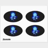 Sticker Ovale Rose bleu brûlant (Feuille)