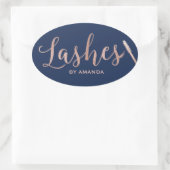 Sticker Ovale Rose de maquillage Lashes Gold Script Marine (Sac)