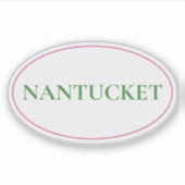 Sticker Ovale rose et vert de Nantucket | Style côtier BCB (Devant)