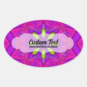 Sticker Ovale Rose et Violet Géométrique Fleur Audacieuse et Vib