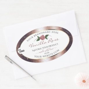 Sticker Ovale Rose Floral Parties scintillant or Blanc Produit É