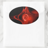 Sticker Ovale ROSE FRACTAL, rouge, noir (Sac)