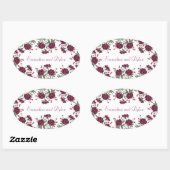 Sticker Ovale Rose Mariage bordeaux (Feuille)