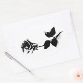 Sticker Ovale Rose noir (Enveloppe)
