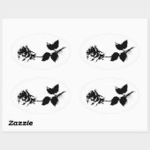 Sticker Ovale Rose noir (Feuille)