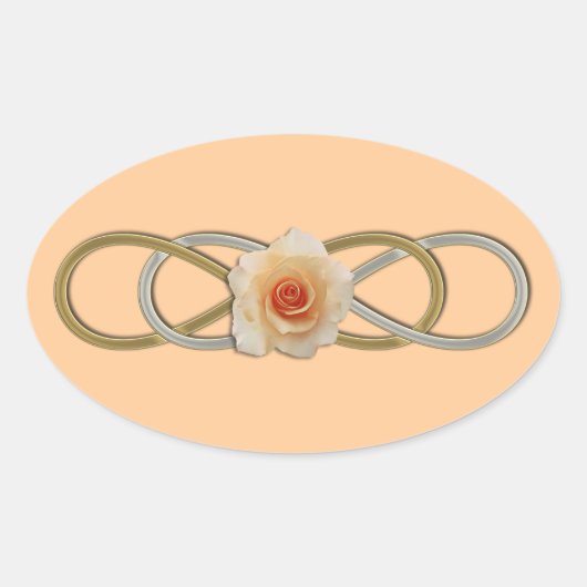Sticker Ovale Rose or argent double infinité (Devant)