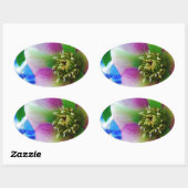 Sticker Ovale Rose rose carême bleu boule de verre (Feuille)