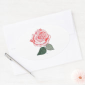 Sticker Ovale Rose rouge avec Dew gouttes de tomber des pétales (Enveloppe)