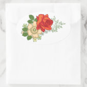 Sticker Ovale Rose rouge et marguerites (Sac)