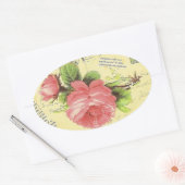 Sticker Ovale Rose rouge Shabby (Enveloppe)