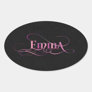 Sticker Ovale Rose tourbillonnant personnalisé d'Emma de