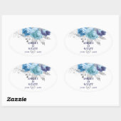 Sticker Ovale Roses bleus avec Feuilles brillants (Feuille)