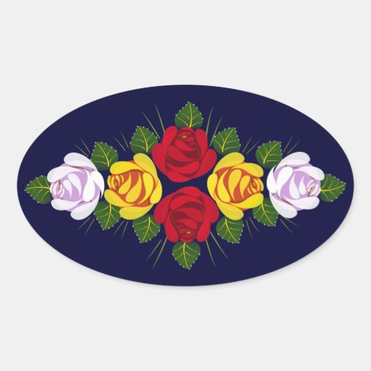 Sticker Ovale Roses de canal (Devant)