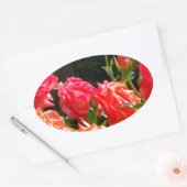 Sticker Ovale Roses de corail romantique (Enveloppe)