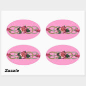 Sticker Ovale Roses d'or d'argent double infini (Feuille)