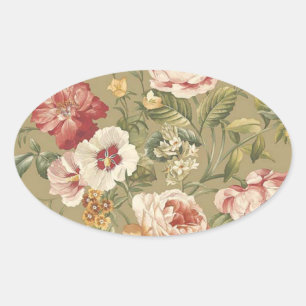 Sticker Ovale Roses floraux de Sage