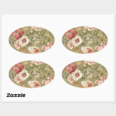 Sticker Ovale Roses floraux de Sage (Feuille)