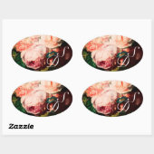 STICKER OVALE ROSES ROSES ROSES ROSES ROSES BLANCHES ET MONOGRAM (Feuille)
