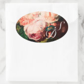 STICKER OVALE ROSES ROSES ROSES ROSES ROSES BLANCHES ET MONOGRAM (Sac)