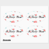 Sticker Ovale Roses rouges (Feuille)