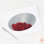 Sticker Ovale Roses rouges contre un ciel bleu vif (Enveloppe)