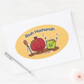 Sticker Ovale Rosh Hashanah pomme grenade miel juif année (Enveloppe)