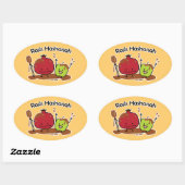Sticker Ovale Rosh Hashanah pomme grenade miel juif année (Feuille)