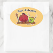 Sticker Ovale Rosh Hashanah pomme grenade miel juif année (Sac)