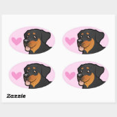 Sticker Ovale Rottweiler Love (Feuille)