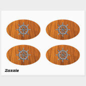 Sticker Ovale Roue nautique sur la chaussée de teck (Feuille)