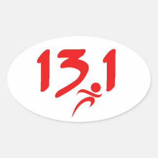 Sticker Ovale Rouge 13,1 demi-marathon