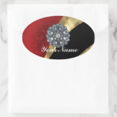 Sticker Ovale Rouge damas & or (Sac)