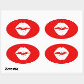 Sticker Ovale Rouge et blanc (Feuille)
