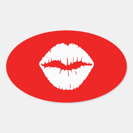 Sticker Ovale Rouge et Blanc Maquillage (Devant)