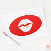 Sticker Ovale Rouge et Blanc Maquillage (Enveloppe)