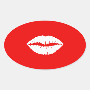 Sticker Ovale Rouge et Blanc Maquillage