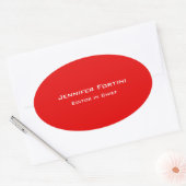 Sticker Ovale Rouge Plain élégant minimaliste moderne (Enveloppe)
