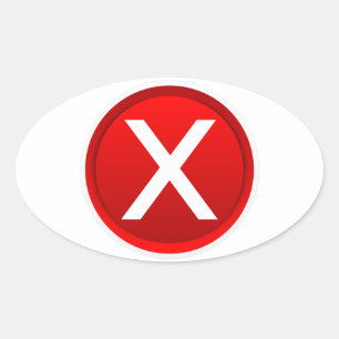 Sticker Ovale Rouge X - Non - Symbole