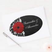 Sticker Ovale Rouges, noirs et blancs Gerbera Daisy (Enveloppe)