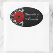 Sticker Ovale Rouges, noirs et blancs Gerbera Daisy (Sac)