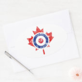 Sticker Ovale Roundel Canada Curling Hockey Cible Grunge Ice (Enveloppe)