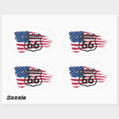 Sticker Ovale Route 66 (Feuille)