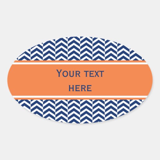 Sticker Ovale Royal Blue avec Motif Chevron orange (Devant)