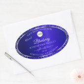 Sticker Ovale Royal Blue Logo Initiales Parties scintillant Étiq (Enveloppe)