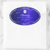 Sticker Ovale Royal Blue Logo Initiales Parties scintillant Étiq (Sac)